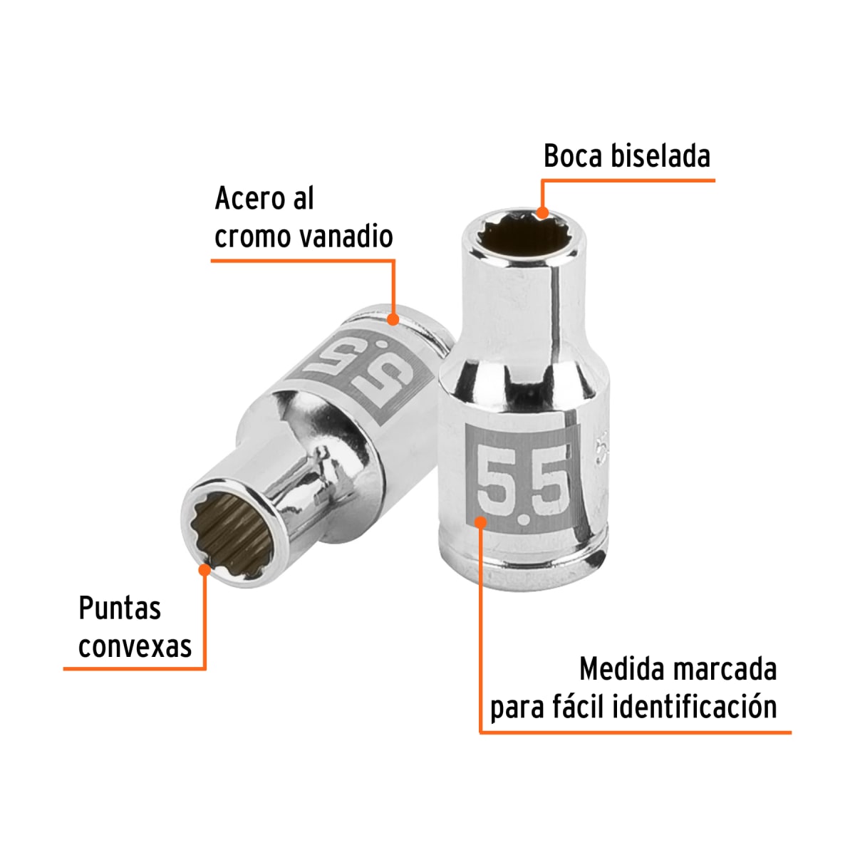 Dado poligonal encastre 1/4´´ de 5.5 mm, Truper2