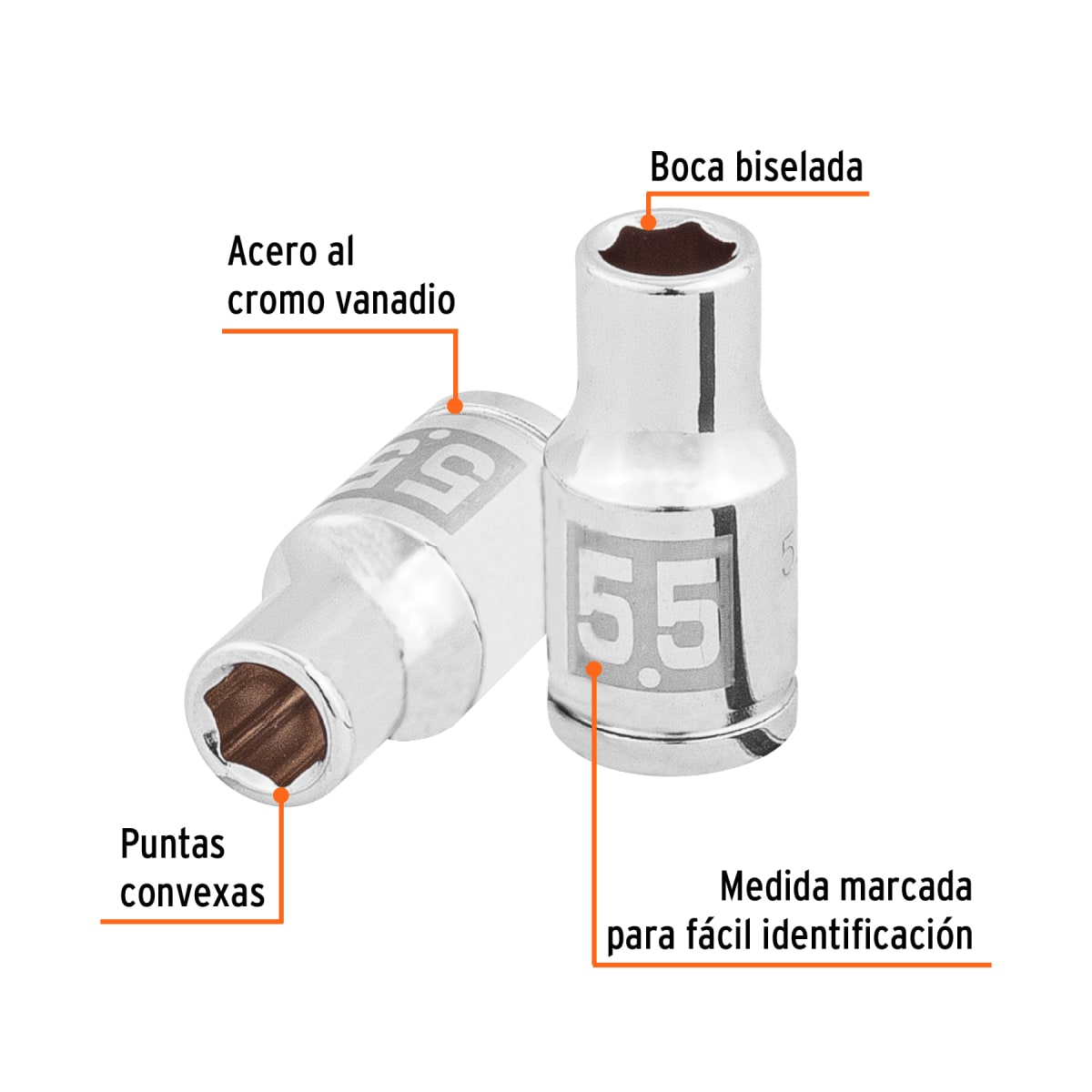 Dado hexagonal encastre 1/4'' de 5.5 mm. truper2
