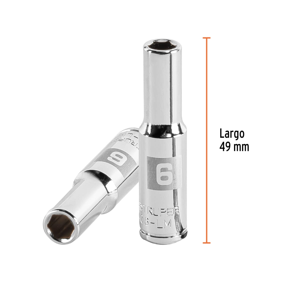 Dado tubular hexagonal encastre 1/4´´ de 6 mm, Truper3