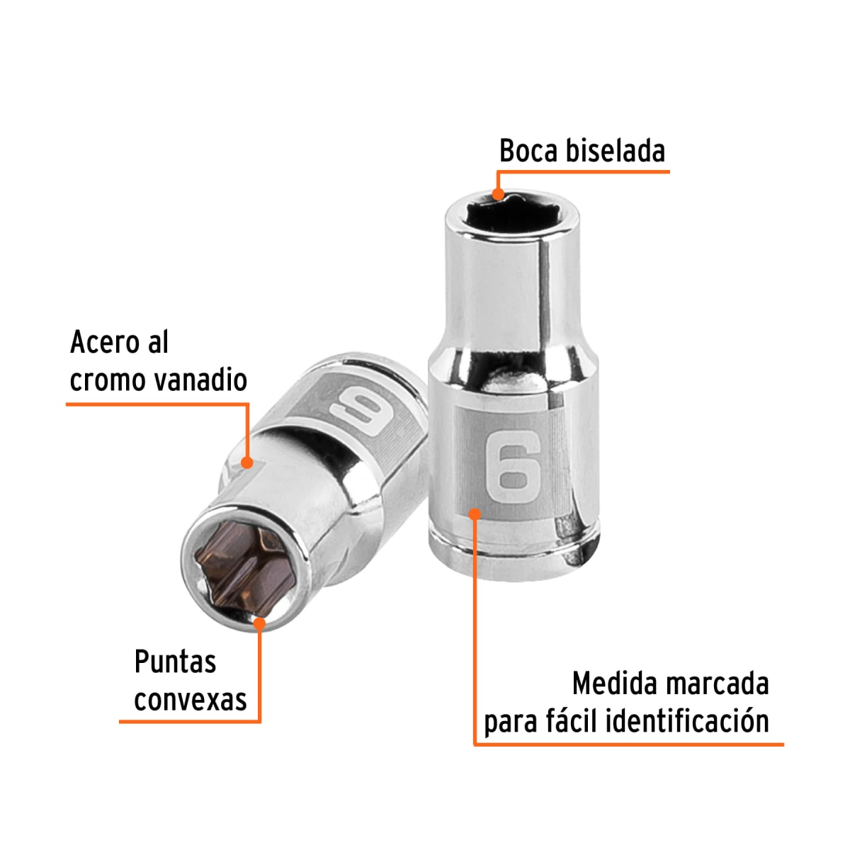 Dado hexagonal encastre 1/4'' de 6 mm. truper2