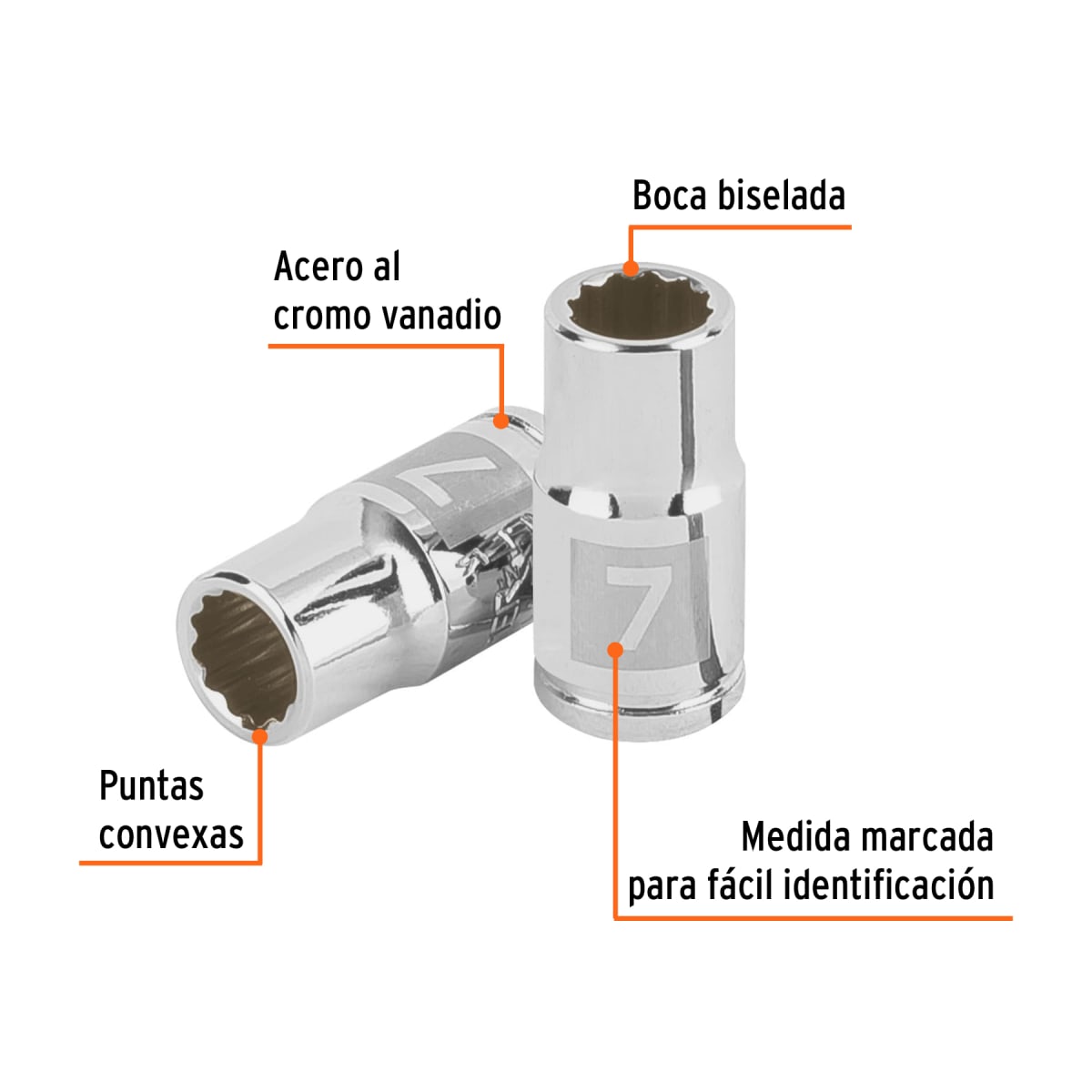 Dado poligonal encastre 1/4´´ de 7 mm, Truper2