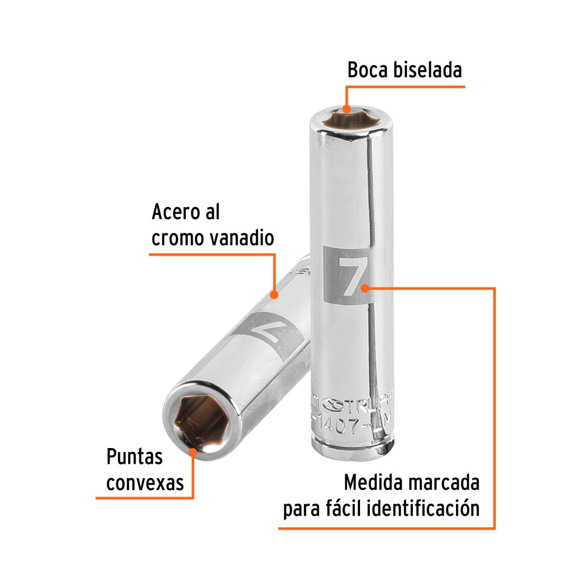 Dado tubular hexagonal encastre 1/4'' de 7 mm Truper2