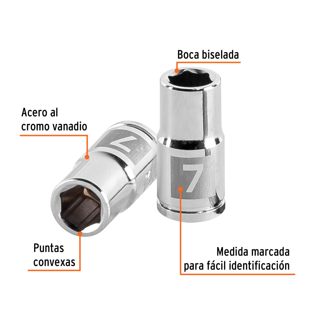 Dado hexagonal encastre 1/4'' de 7 mm. truper2