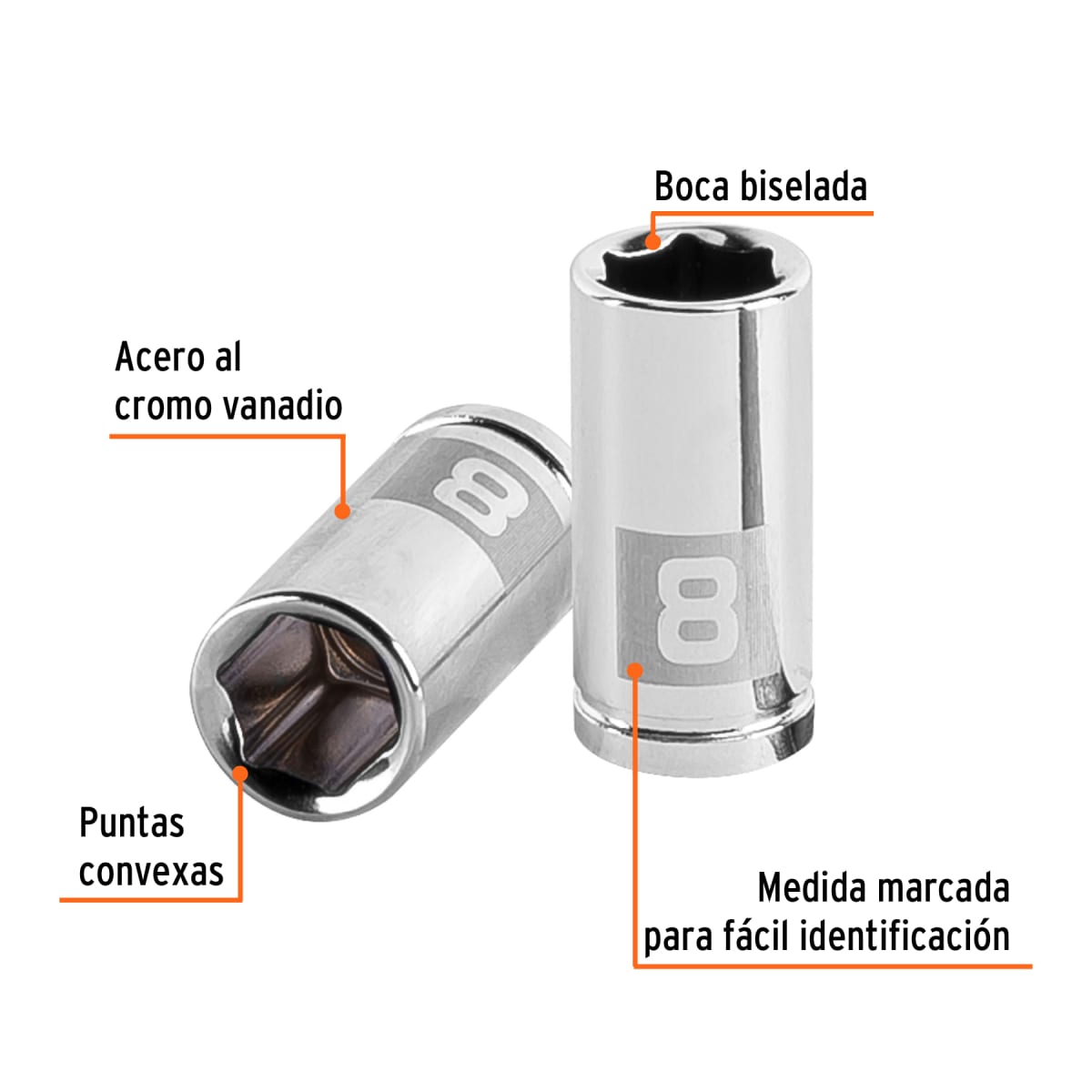 Dado hexagonal encastre 1/4'' de 8 mm Truper2