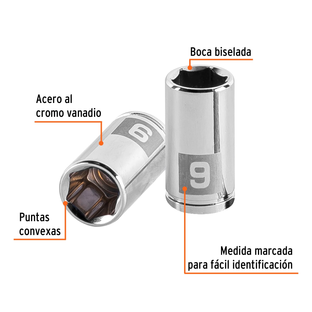 Dado hexagonal encastre 1/4'' de 9 mm. truper2