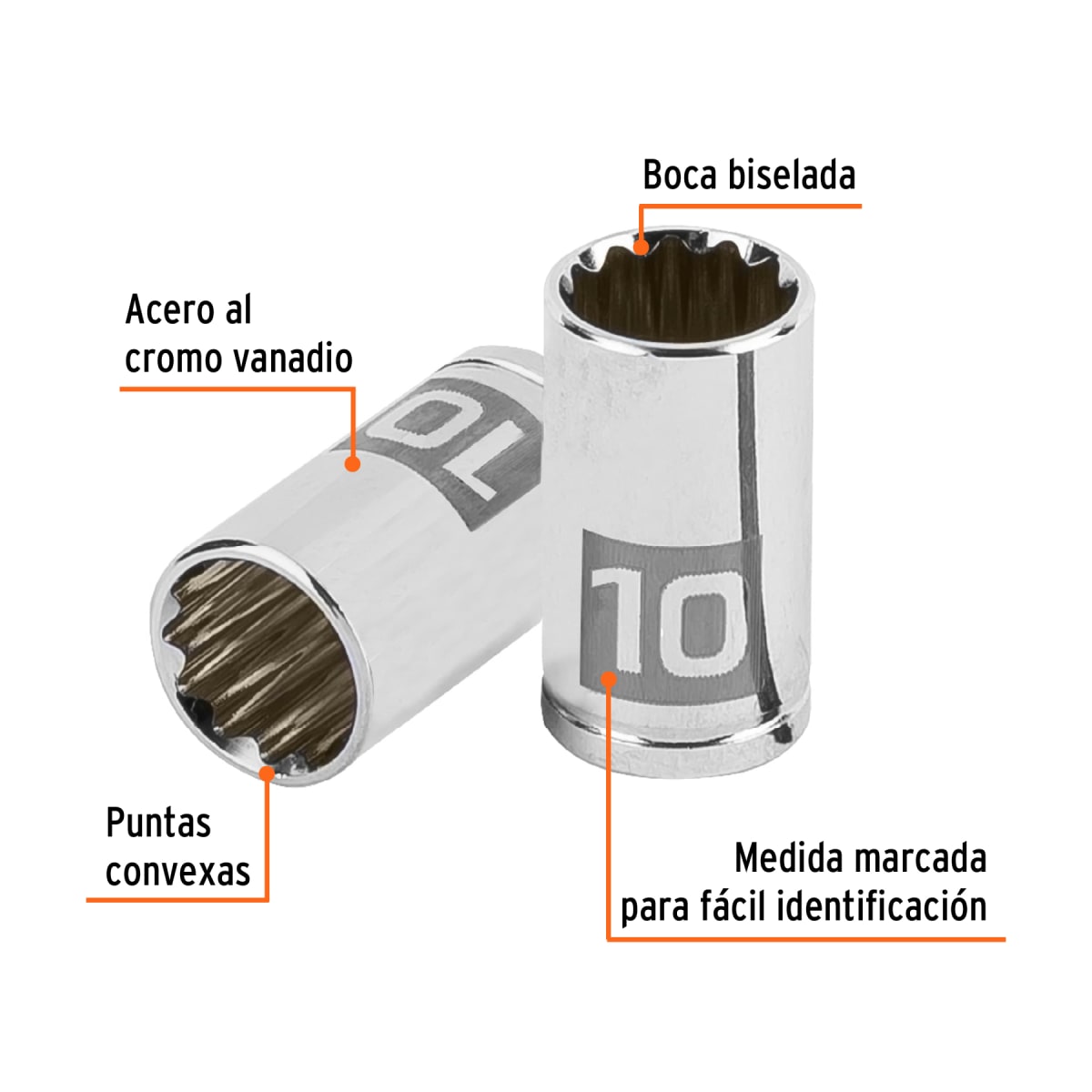 Dado poligonal encastre 1/4'' de 10 mm Truper2