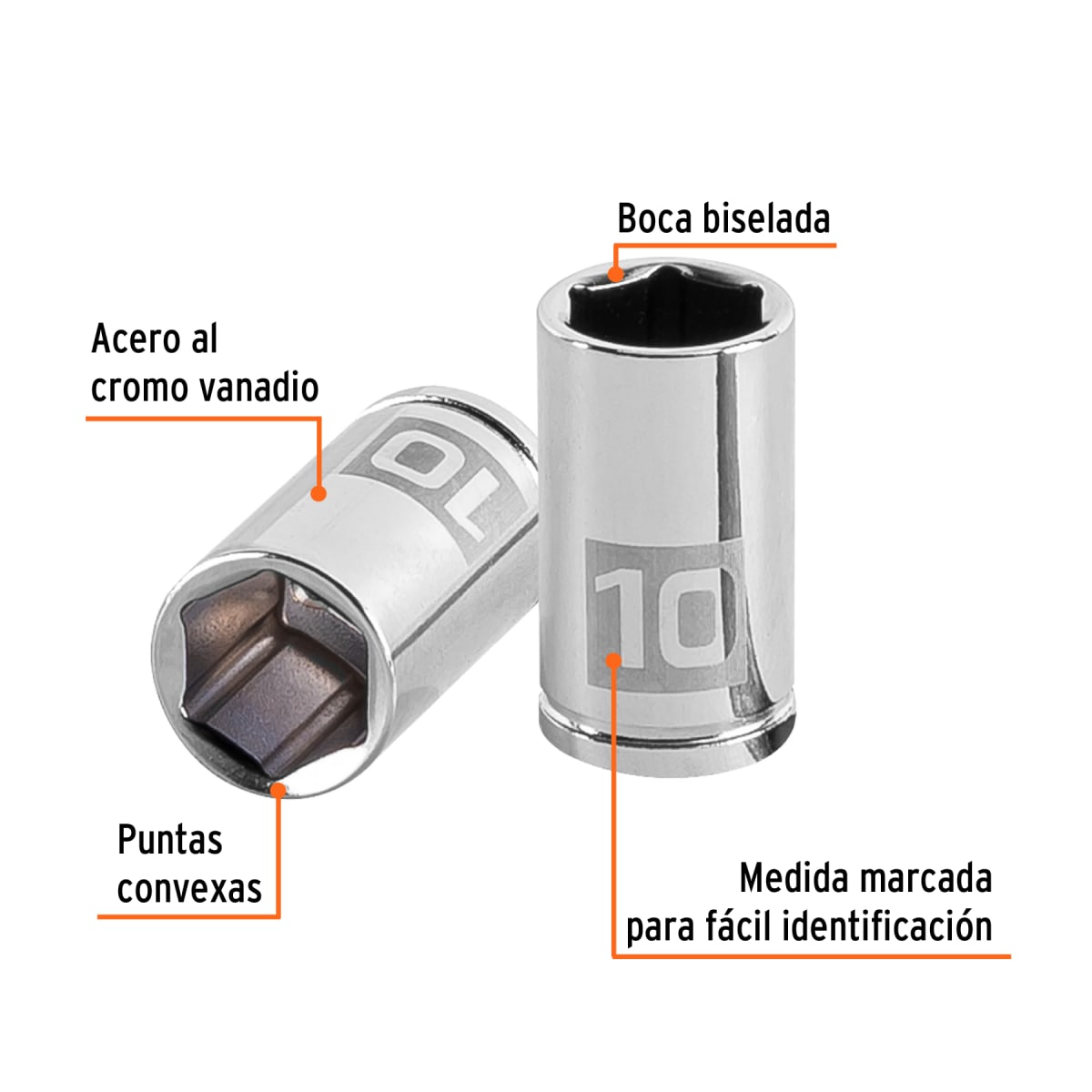 Dado hexagonal encastre 1/4'' de 10 mm. truper2