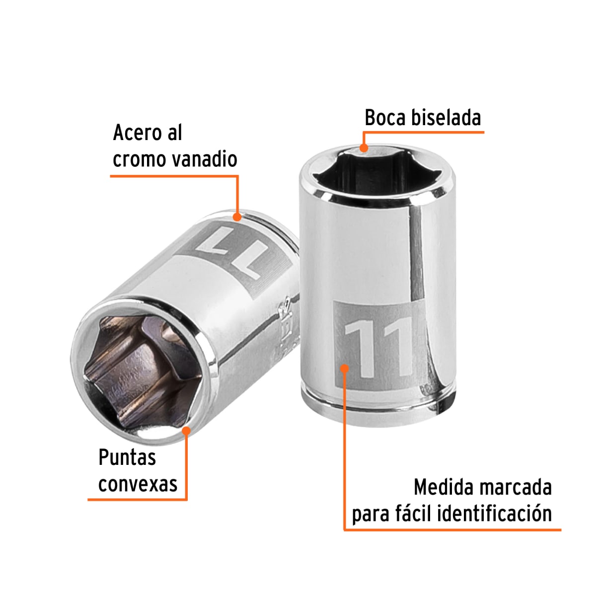 Dado hexagonal encastre 1/4'' de 11 mm. truper2