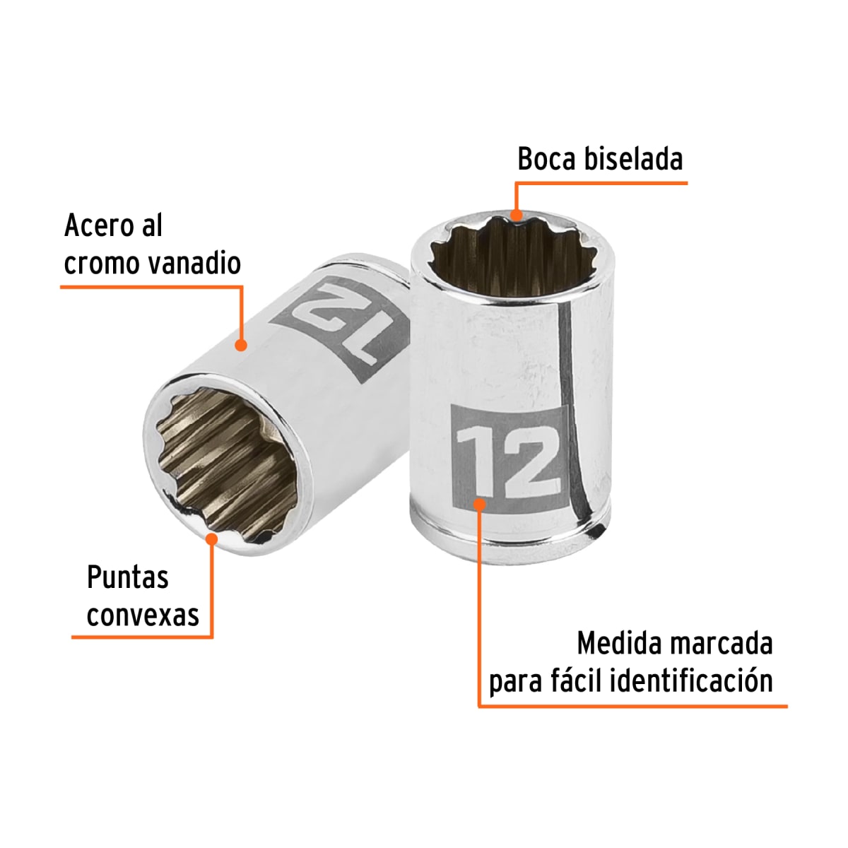 Dado poligonal encastre 1/4'' de 12 mm Truper2