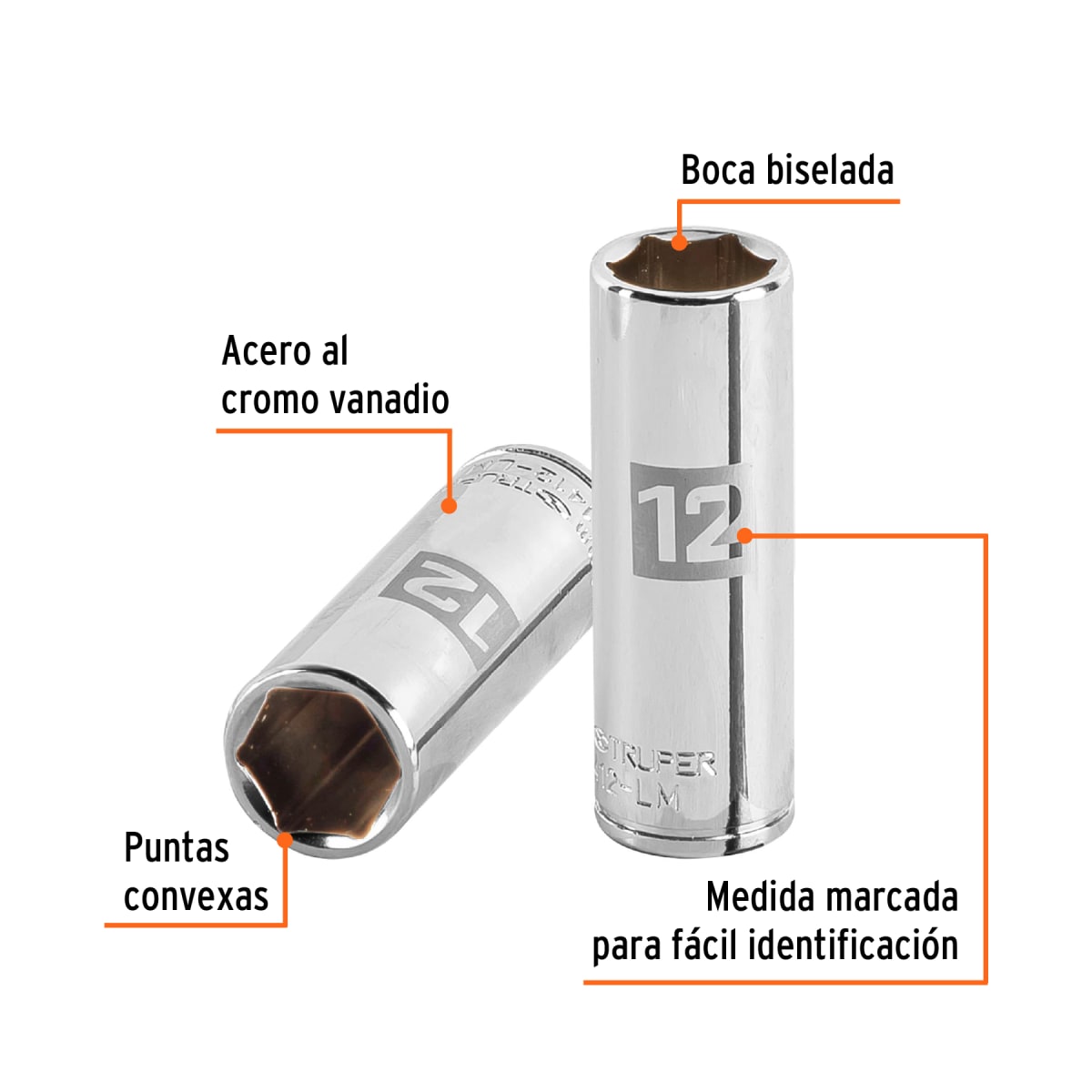 Dado tubular hexagonal encastre 1/4'' de 12 mm Truper2