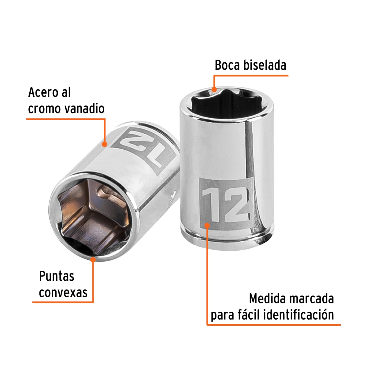 Dado hexagonal encastre 1/4'' de 12 mm. truper2
