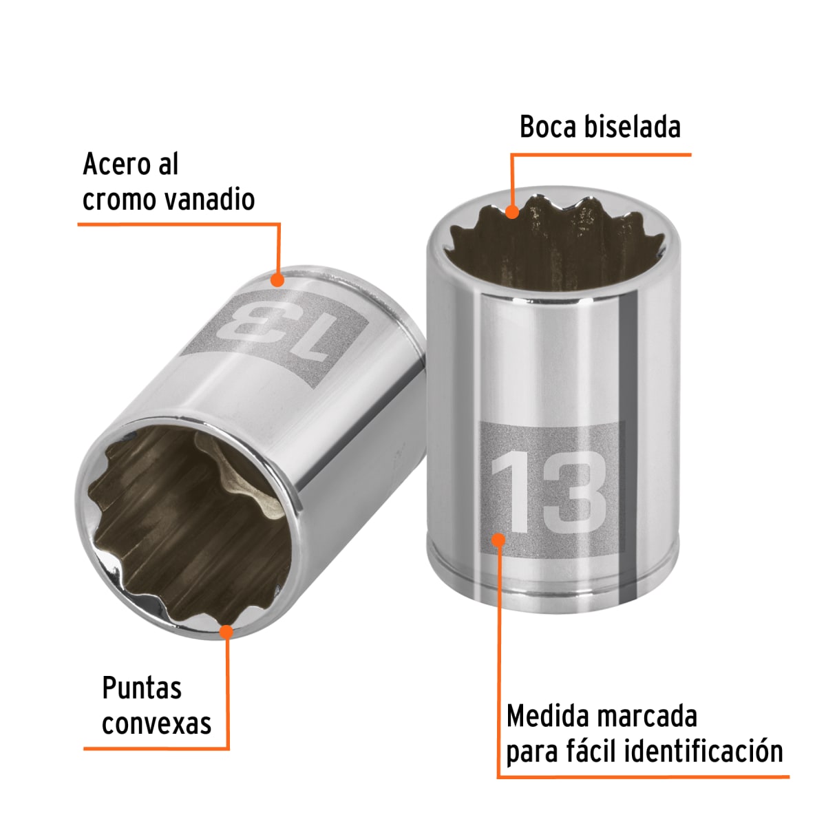 Dado poligonal encastre 1/4'' de 13 mm Truper2