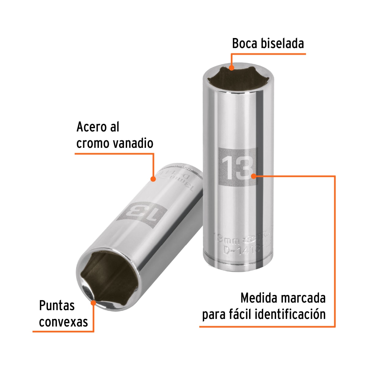 Dado tubular hexagonal encastre 1/4'' de 13 mm Truper2