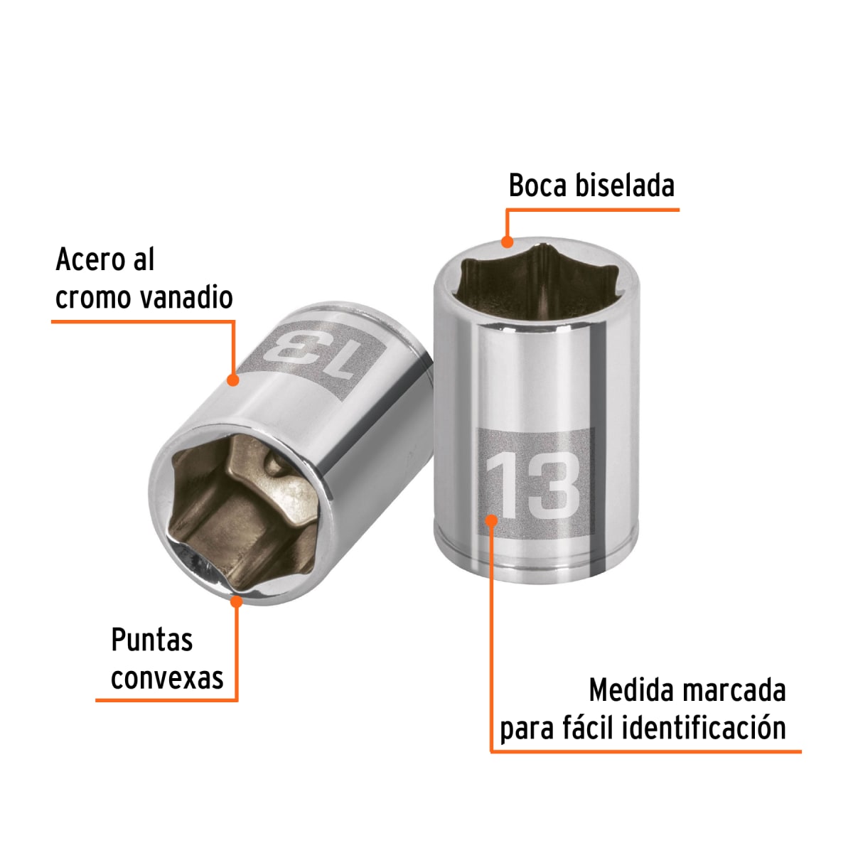 Dado hexagonal encastre 1/4'' de 13 mm. truper2