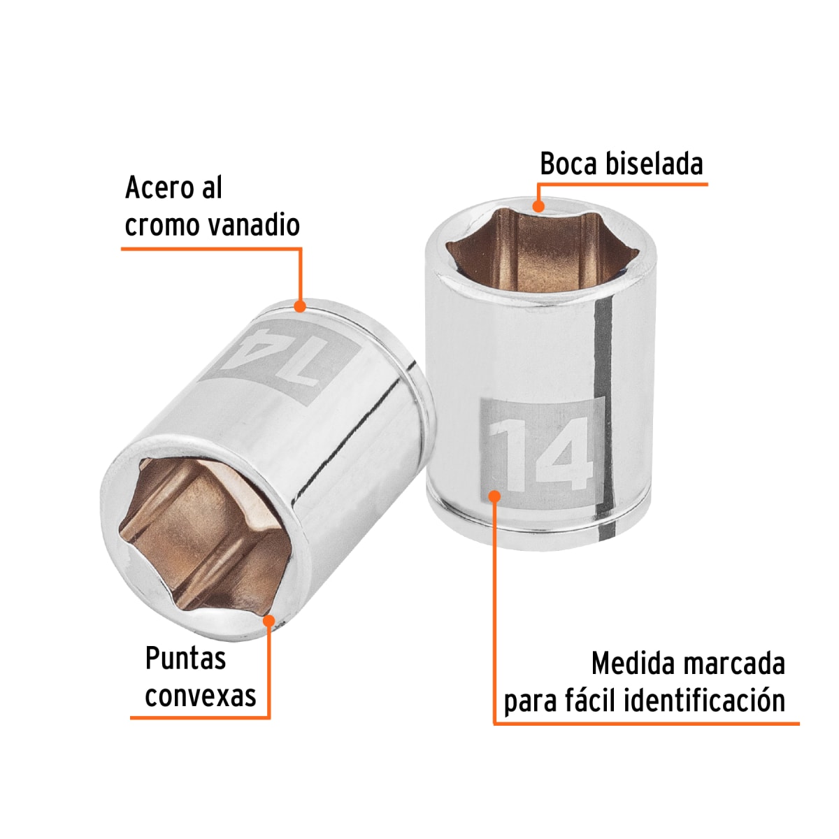 Dado hexagonal encastre 1/4'' de 14 mm. truper2