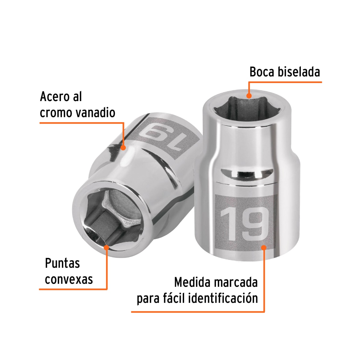Dado hexagonal encastre 3/4´´ de 19 mm, Truper2