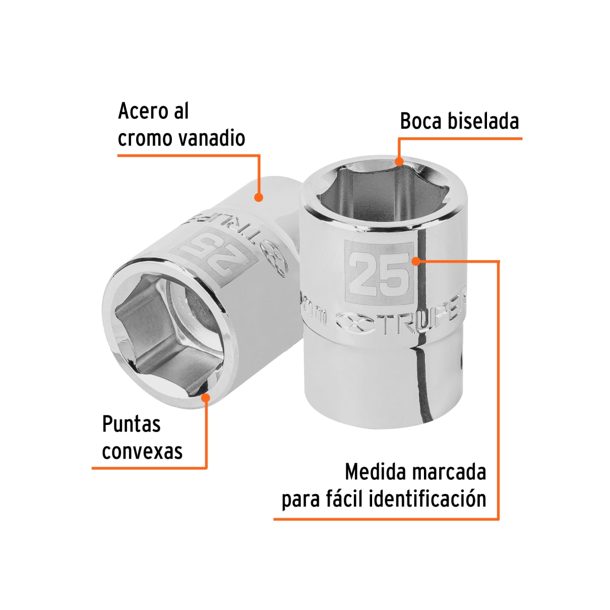 Dado hexagonal encastre 3/4´´ de 25 mm, Truper2