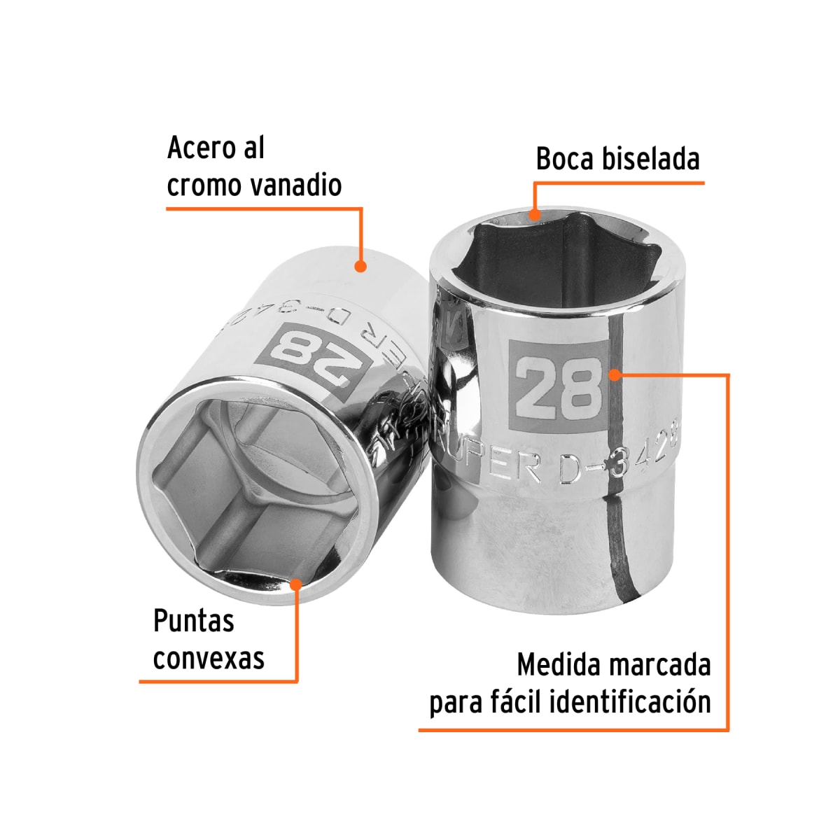 Dado hexagonal encastre 3/4´´ de 28 mm, Truper2