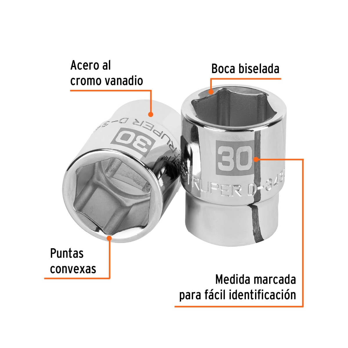 Dado hexagonal encastre 3/4´´ de 30 mm, Truper2