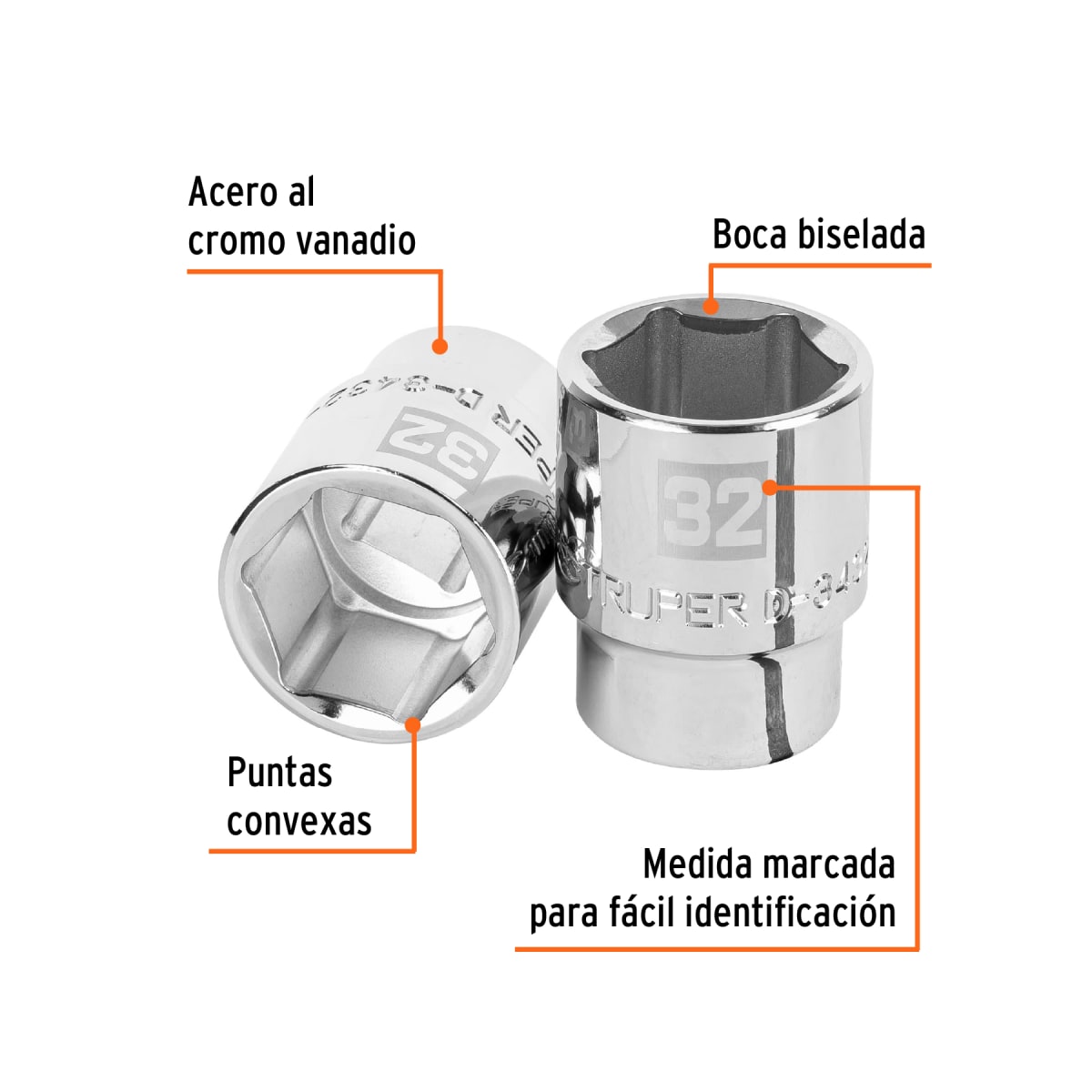 Dado hexagonal encastre 3/4´´ de 32 mm, Truper2