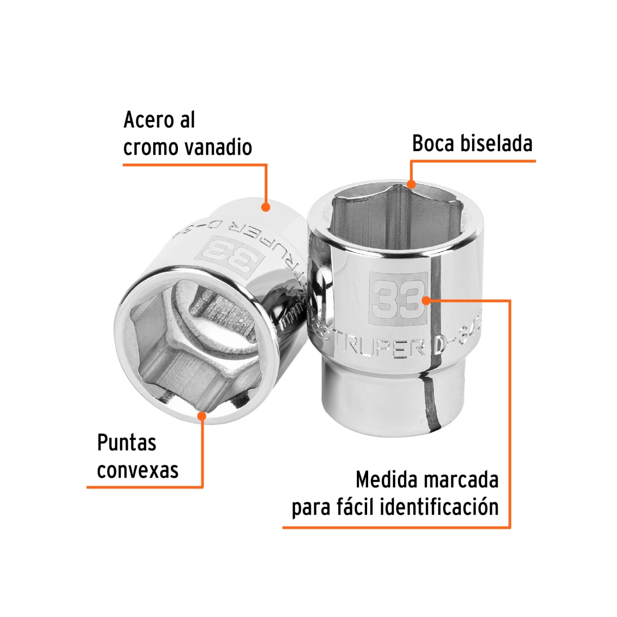 Dado hexagonal encastre 3/4´´ de 33 mm, Truper2