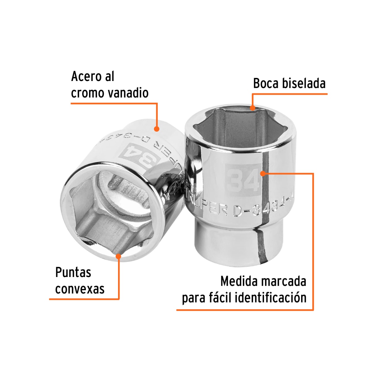 Dado hexagonal encastre 3/4´´ de 34 mm, Truper2