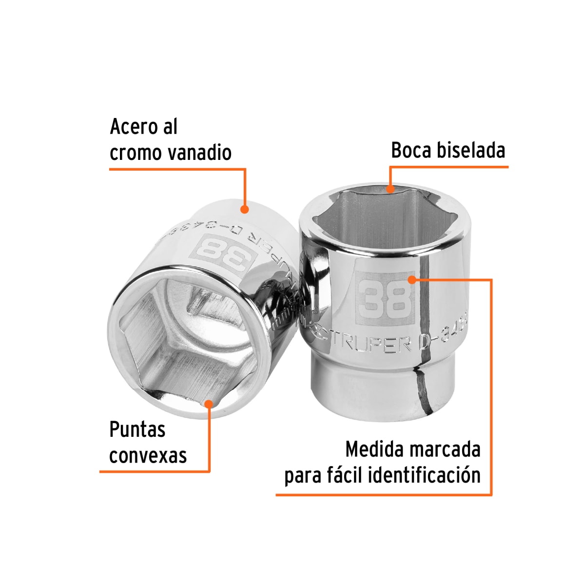Dado hexagonal encastre 3/4´´ de 38 mm, Truper2