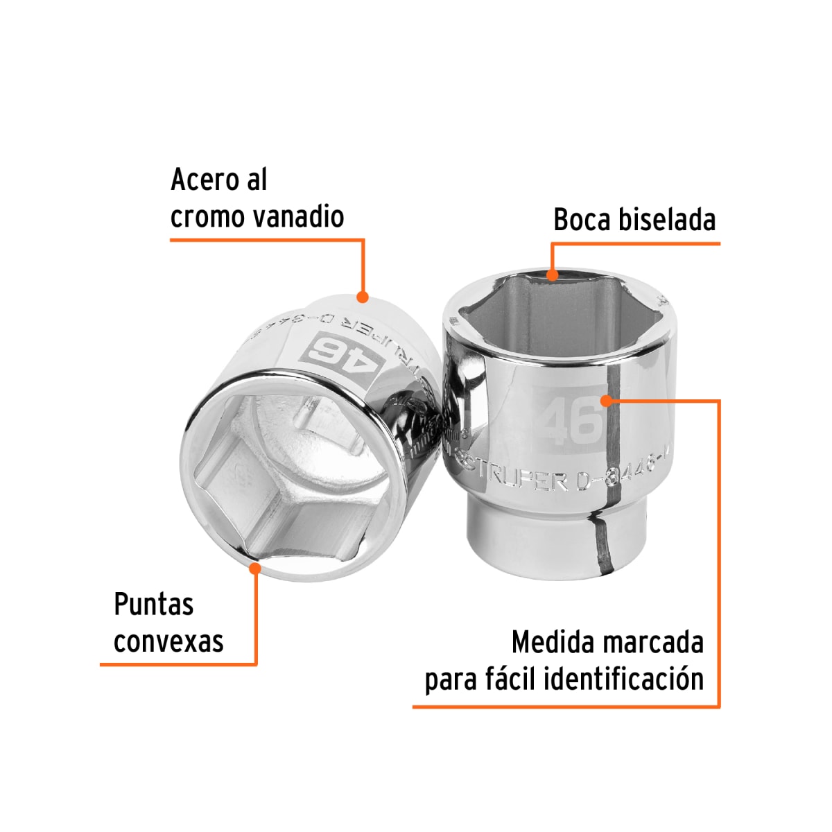 Dado hexagonal encastre 3/4´´ de 46 mm, Truper2