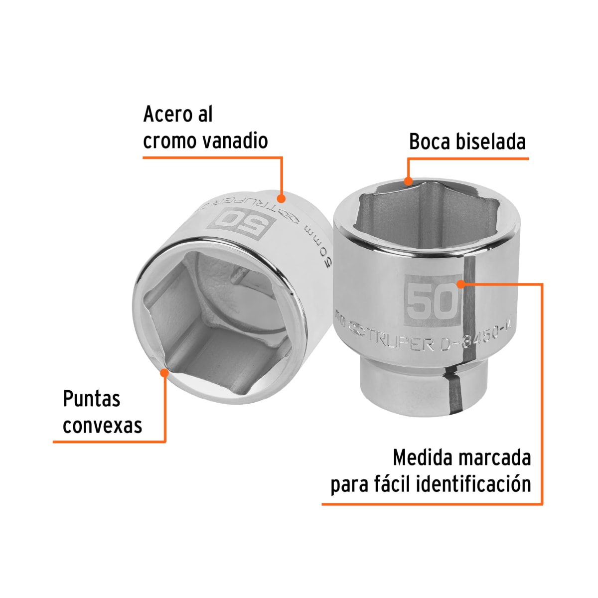 Dado hexagonal encastre 3/4´´ de 50 mm, Truper2