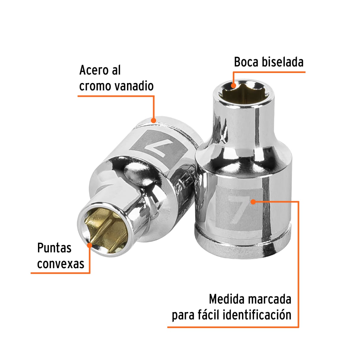 Dado hexagonal encastre 3/8´´ de 7 mm, Truper2