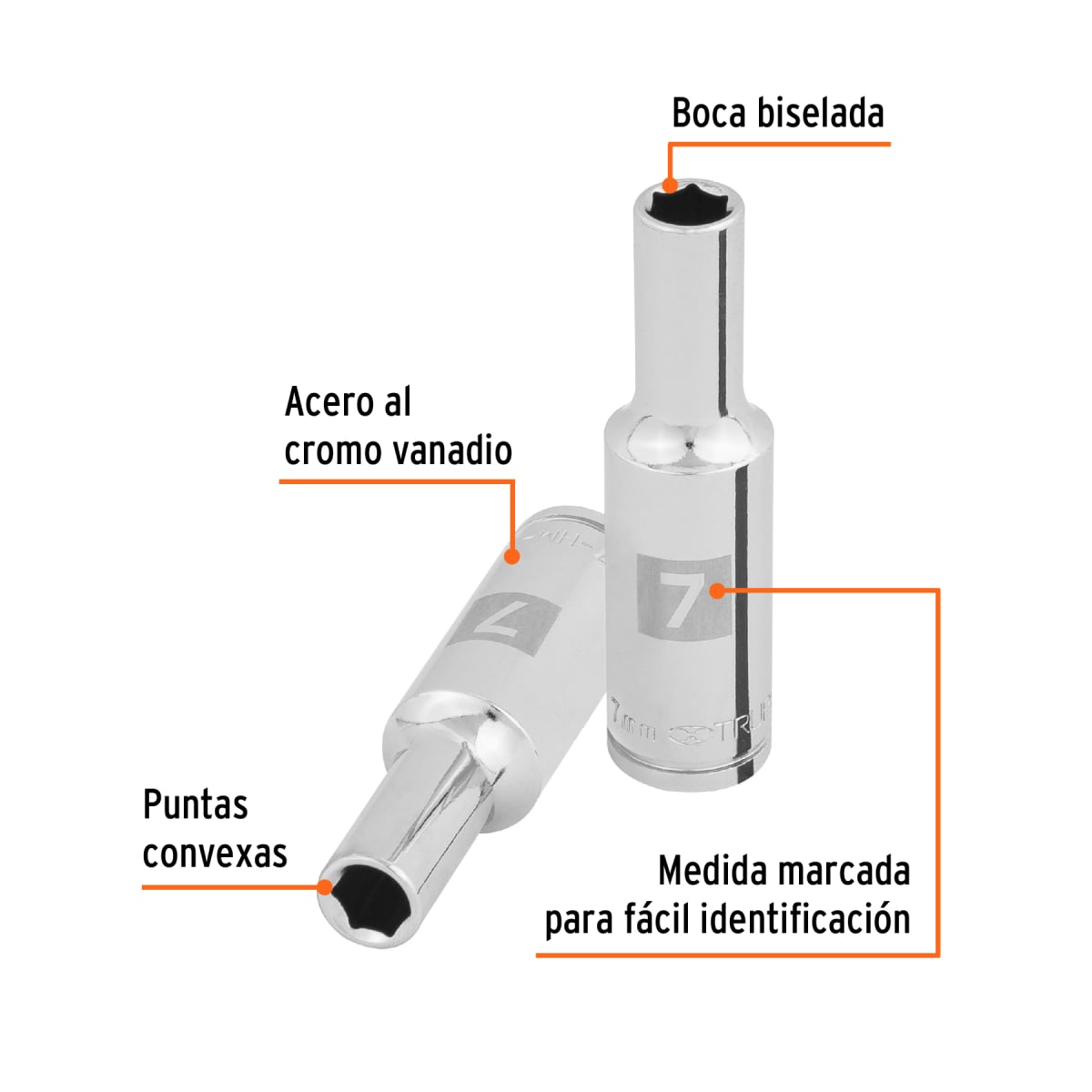 Dado tubular hexagonal encastre 3/8´´ de 7 mm, Truper2