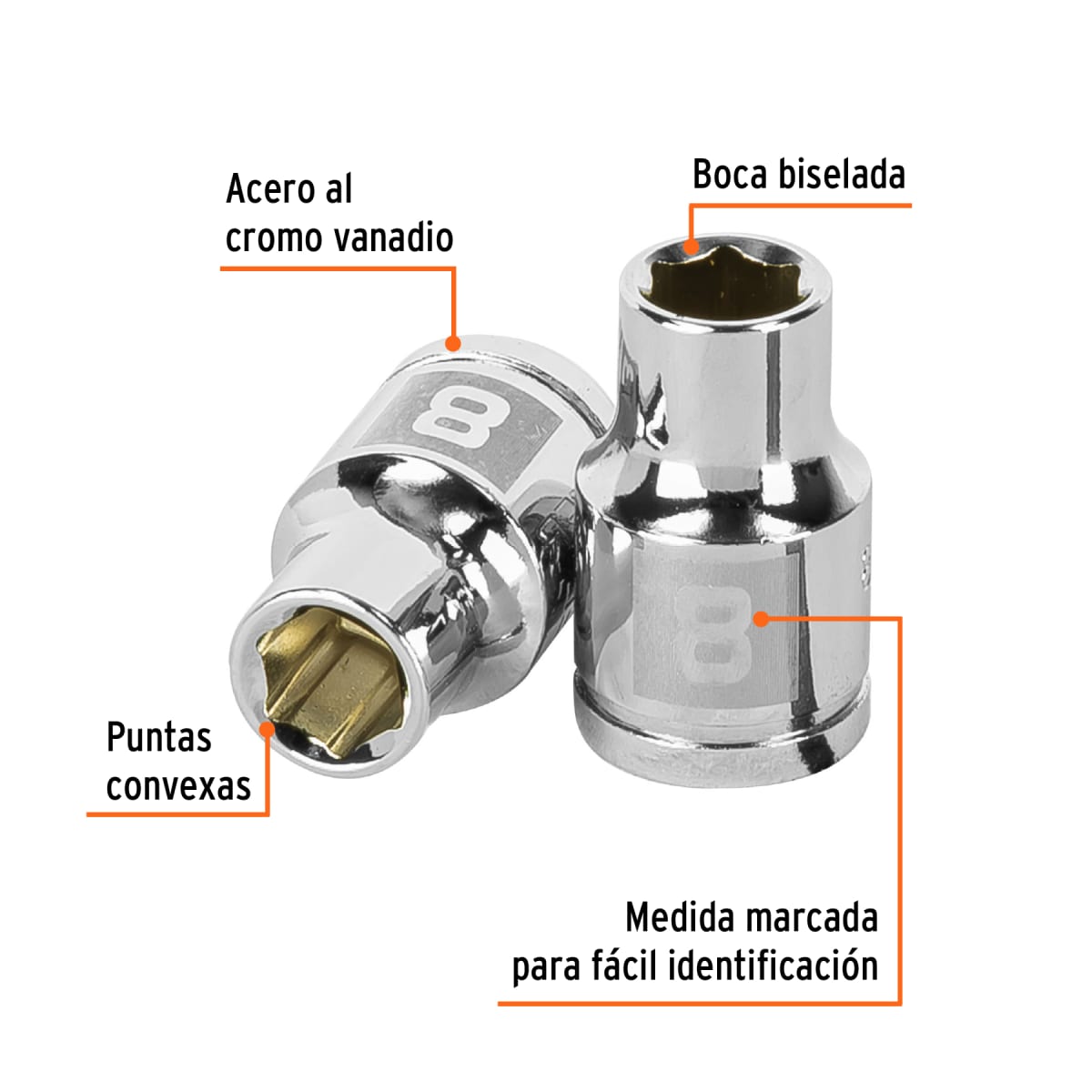 Dado hexagonal encastre 3/8'' de 8 mm. truper2