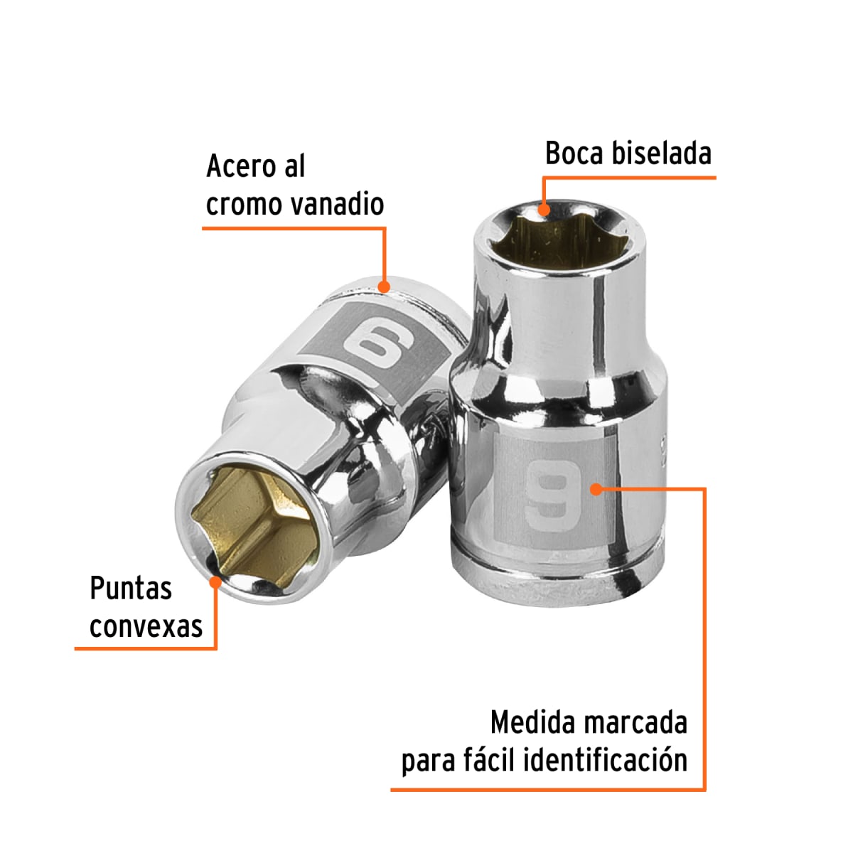 Dado hexagonal encastre 3/8'' de 9 mm. truper2