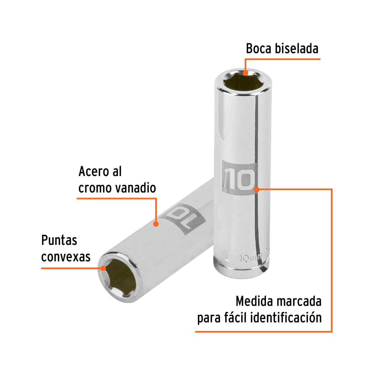 Dado tubular hexagonal encastre 3/8´´ de 10 mm, Truper2