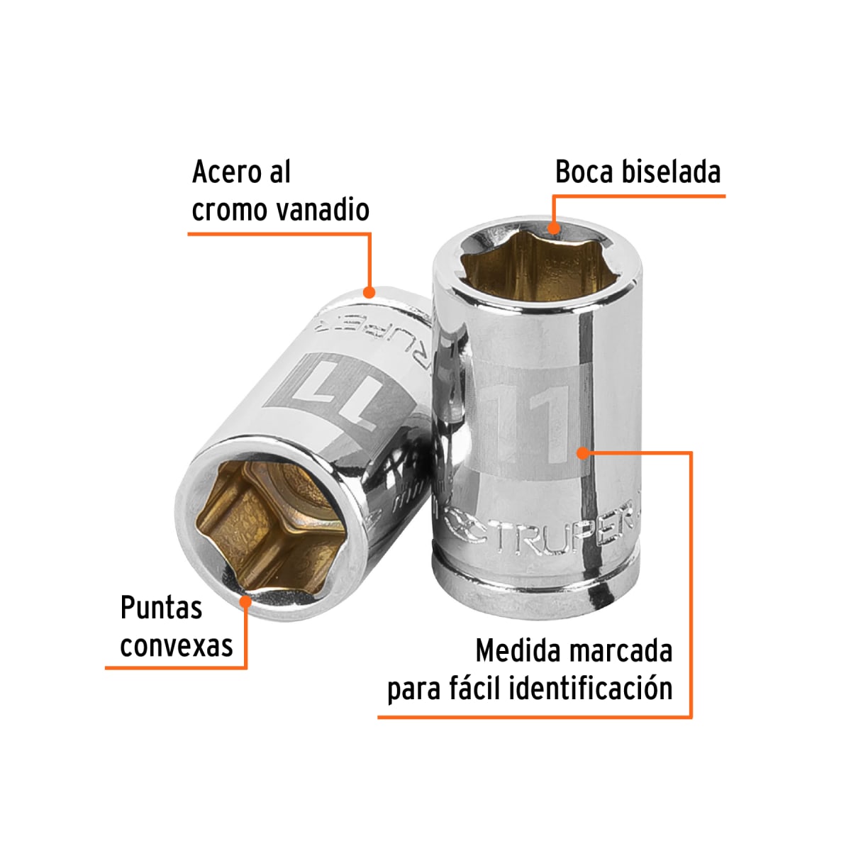 Dado hexagonal encastre 3/8'' de 11 mm. truper2