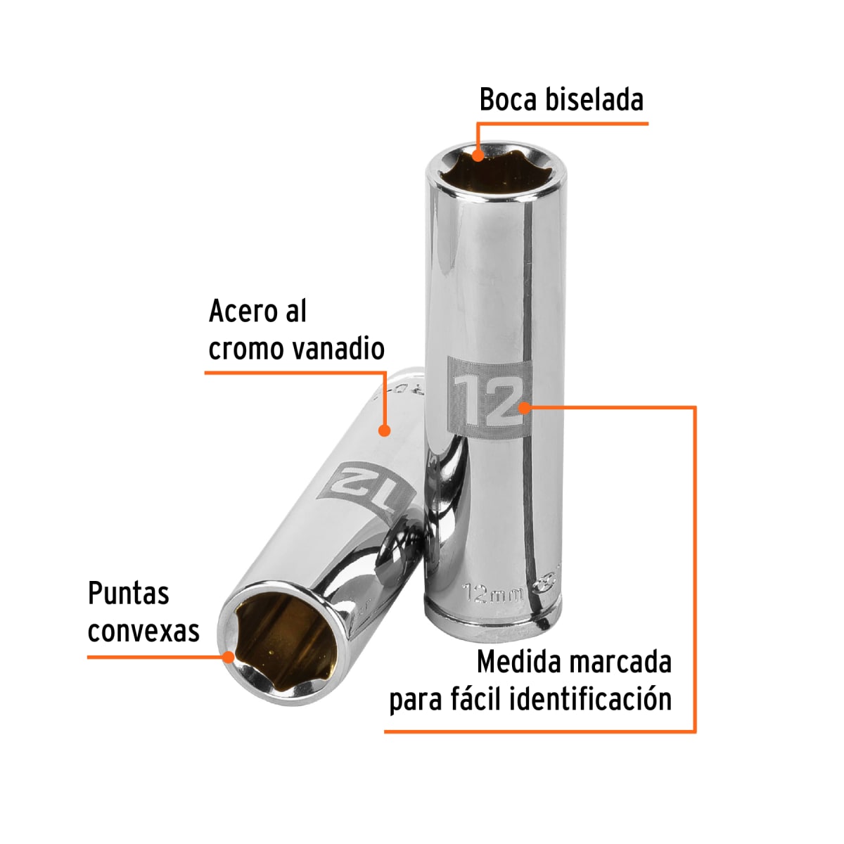 Dado tubular hexagonal encastre 3/8´´ de 12 mm, Truper2