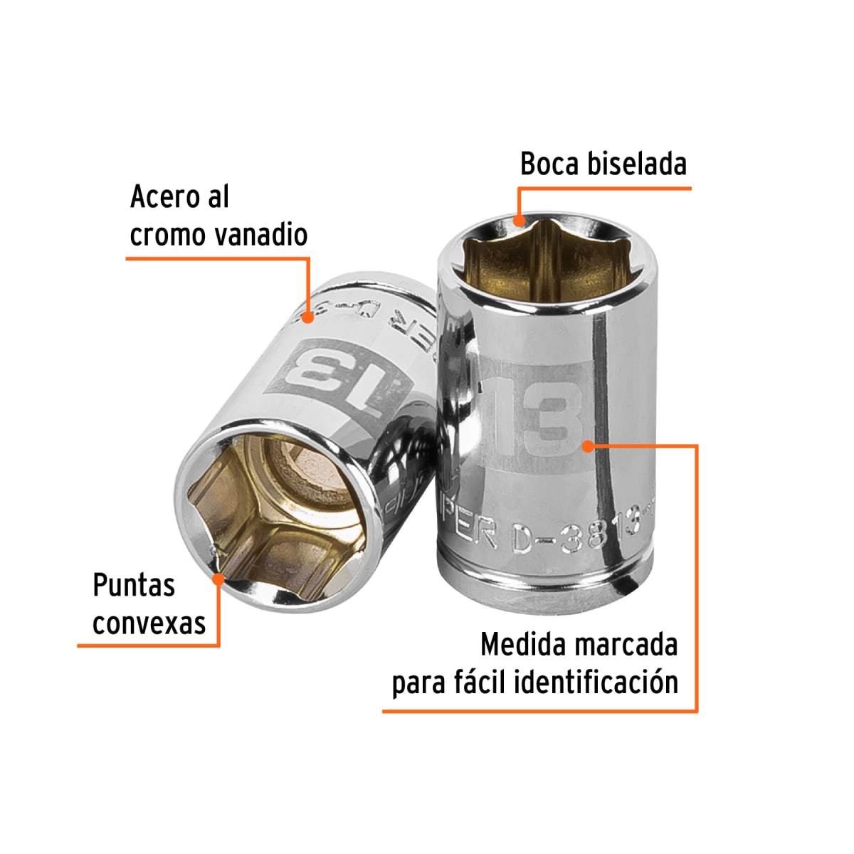 Dado hexagonal encastre 3/8'' de 13 mm. truper2