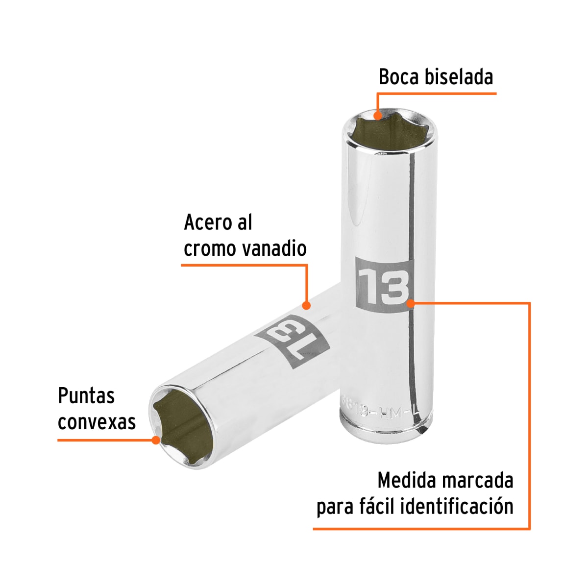 Dado tubular hexagonal encastre 3/8´´ de 13 mm, Truper2