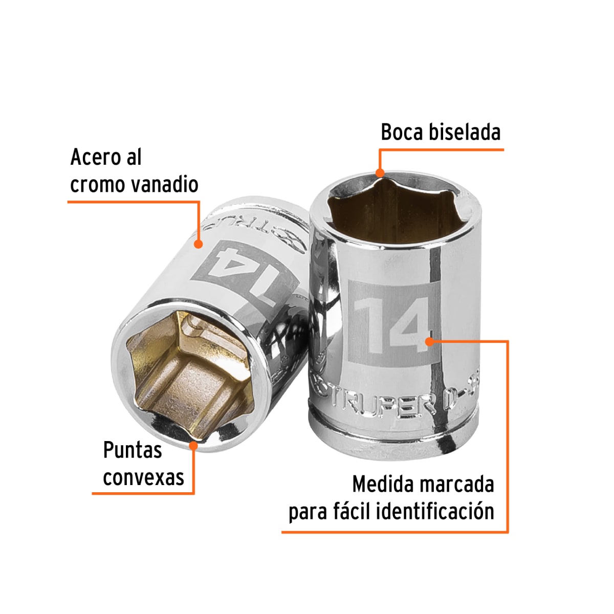 Dado hexagonal encastre 3/8'' de 14 mm. truper2