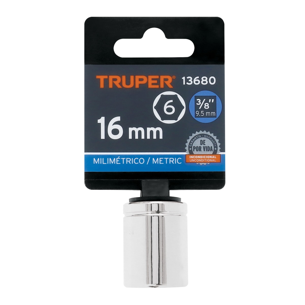 Dado hexagonal encastre 3/8'' de 16 mm. truper4