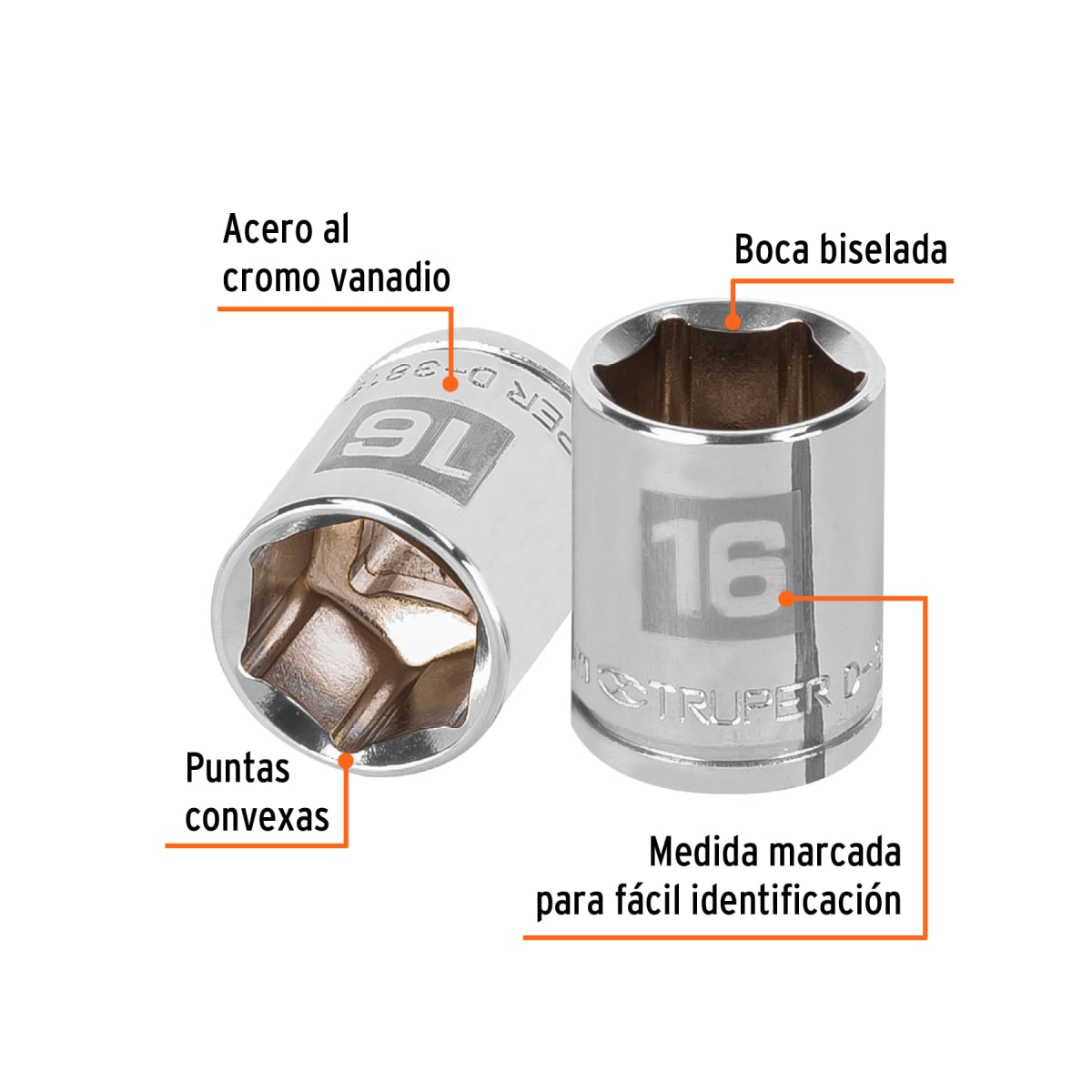 Dado hexagonal encastre 3/8'' de 16 mm. truper2