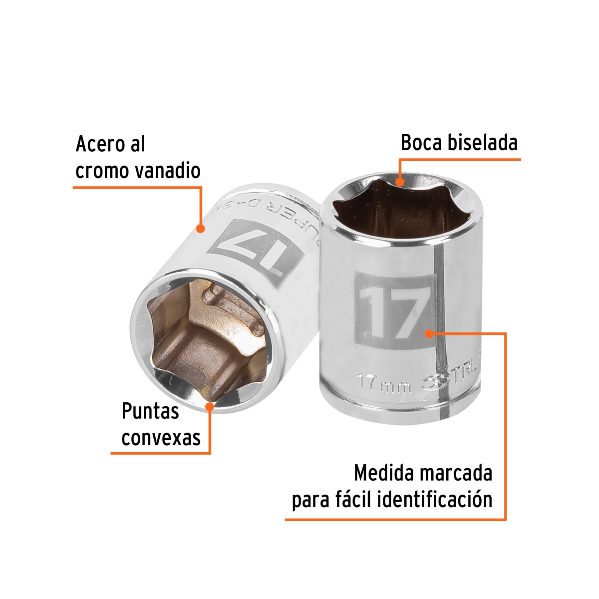 Dado hexagonal encastre 3/8'' de 17 mm. truper2