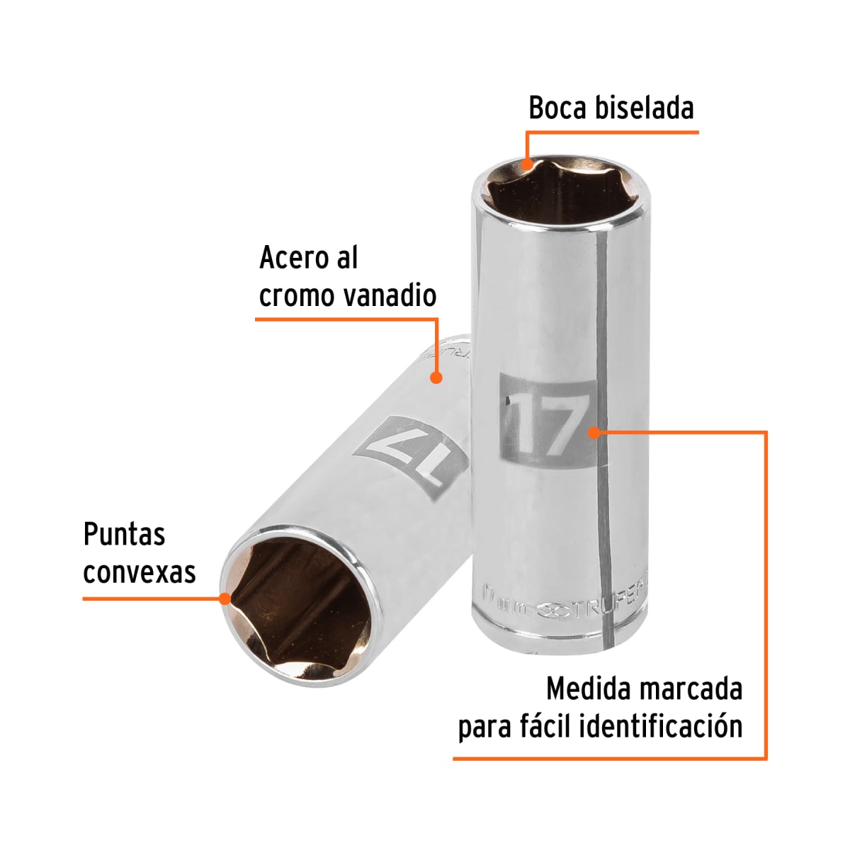 Dado tubular hexagonal encastre 3/8´´ de 17 mm, Truper2