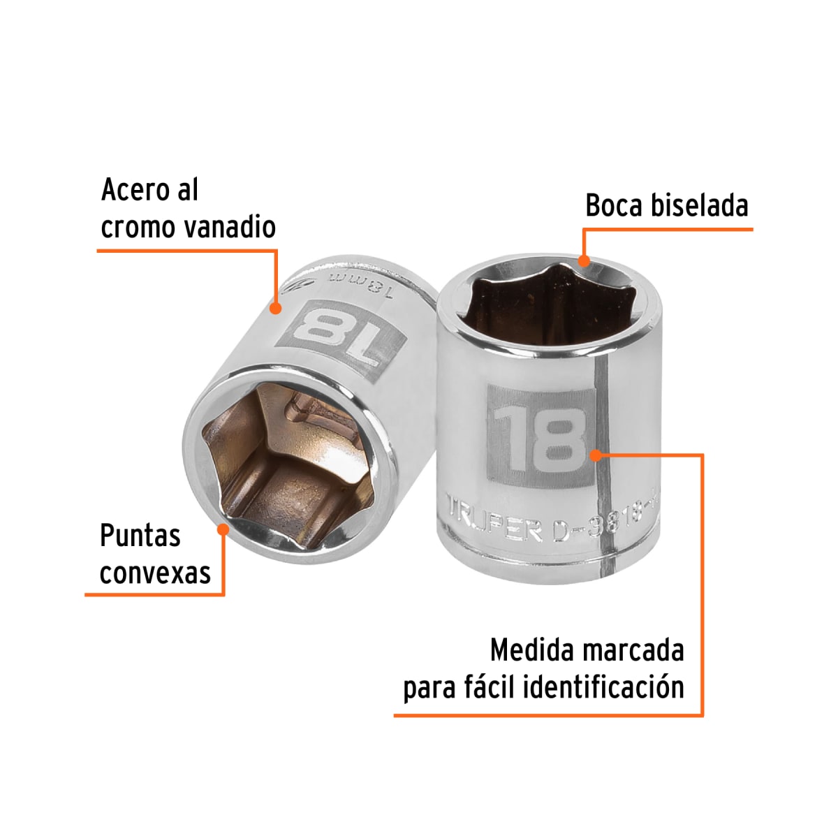 Dado hexagonal encastre 3/8'' de 18 mm. truper2