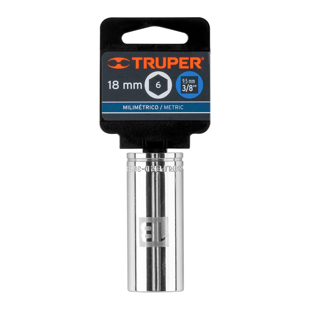 Dado tubular hexagonal encastre 3/8'' de 18 mm. truper4