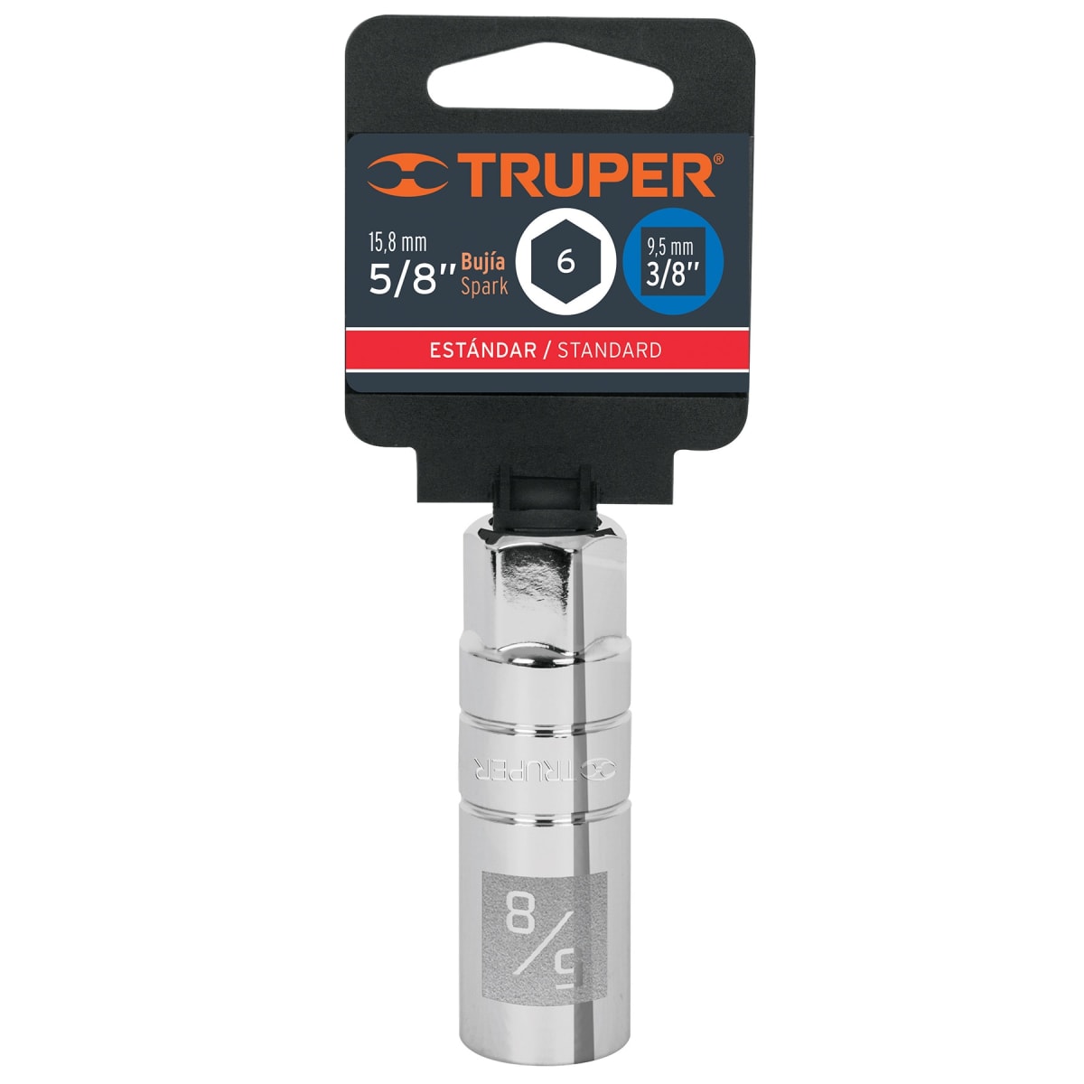 Dado hexagonal encastre 3/8'' para bujías de 5/8''. truper3