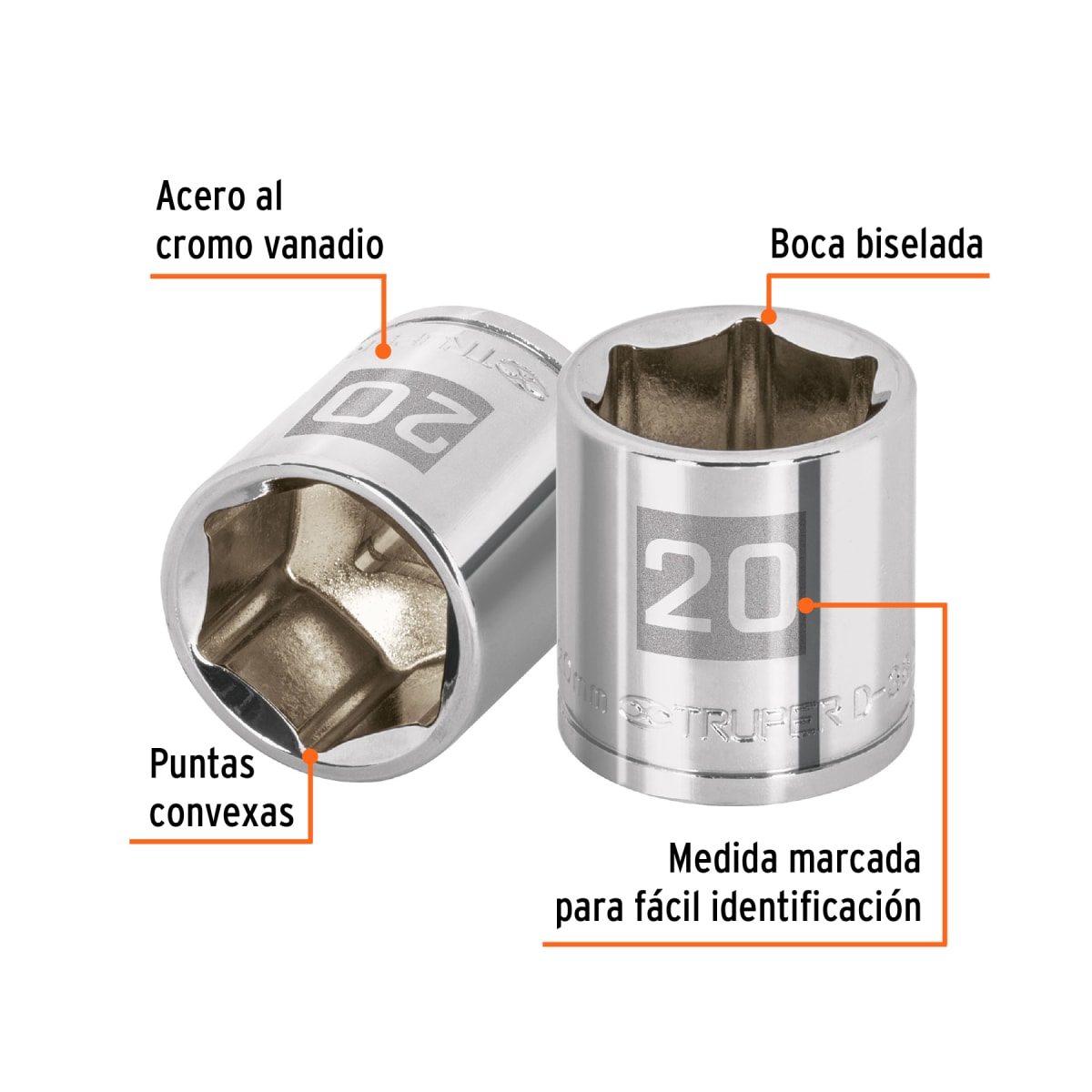 Dado hexagonal encastre 3/8'' de 20 mm. truper2