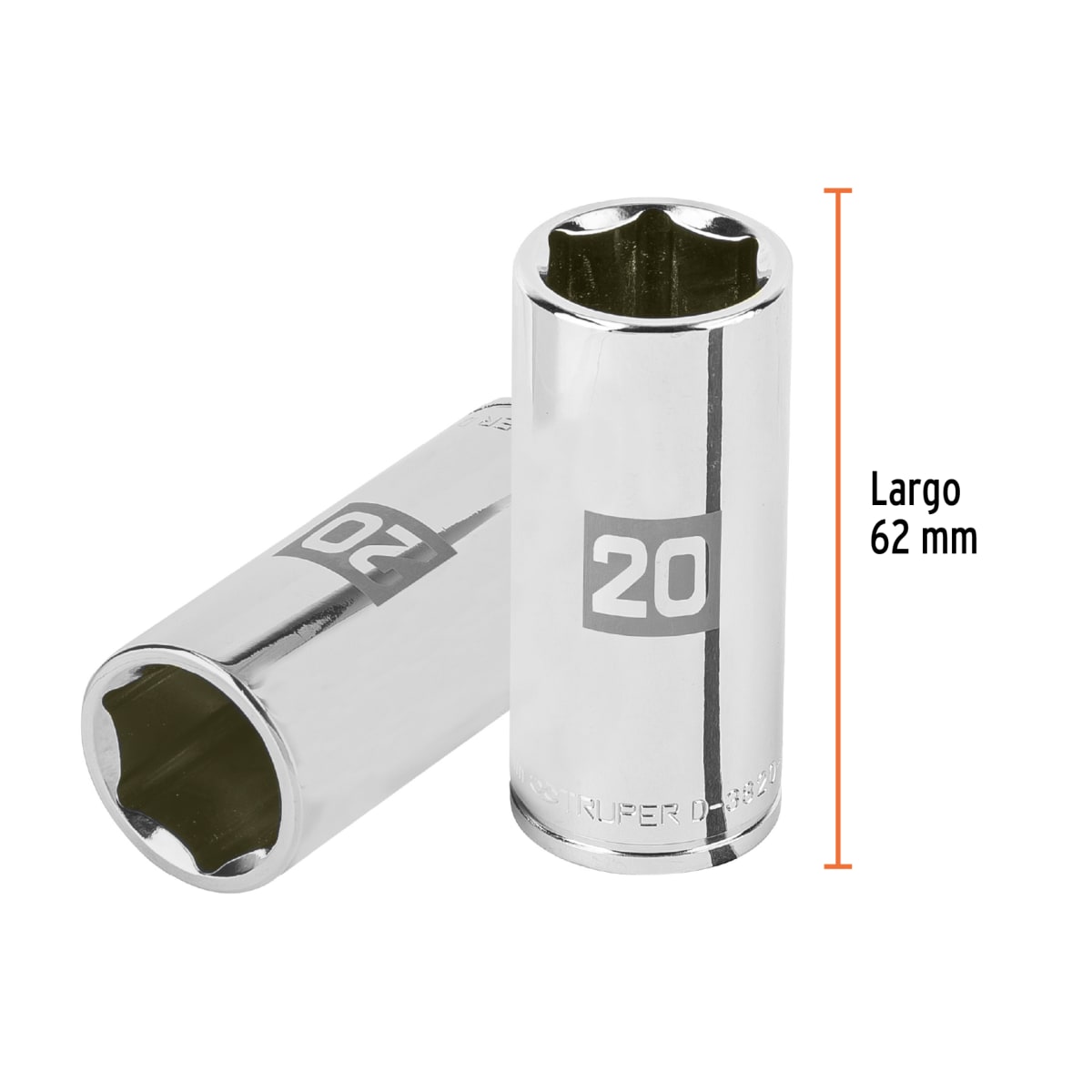 Dado tubular hexagonal encastre 3/8´´ de 20 mm, Truper3