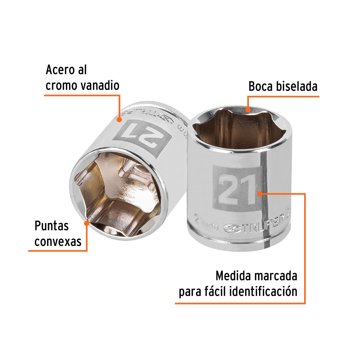 Dado hexagonal encastre 3/8'' de 21 mm. truper2