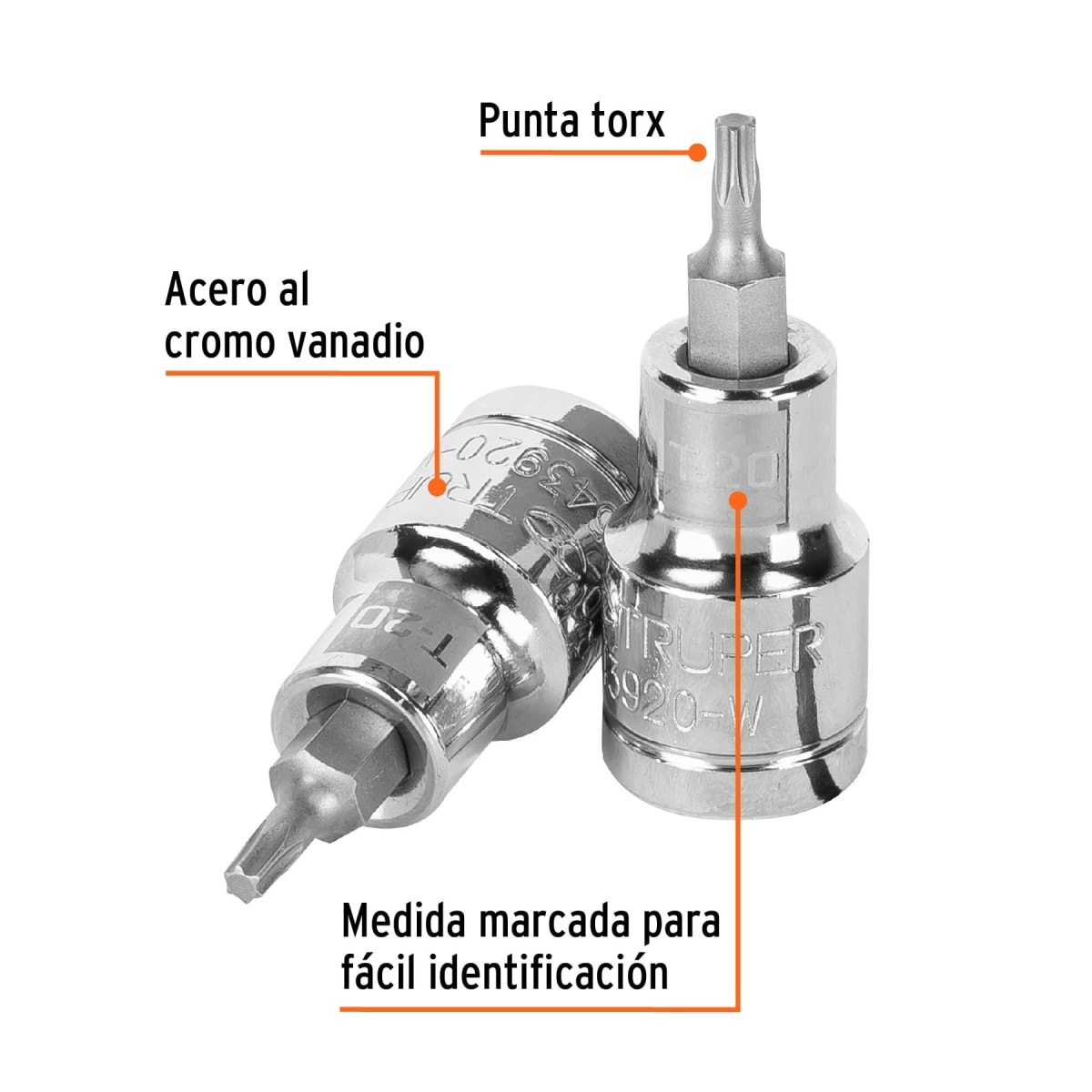 Dado punta torx t-20 encastre 1/2'' Truper2